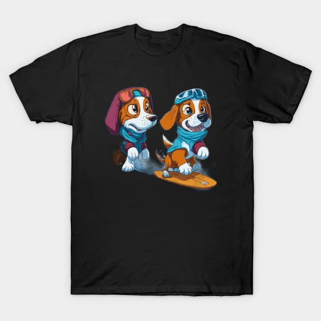 Twin Puppies' Adorable Adventures in World of Cuteness T-Shirt by luxury artista